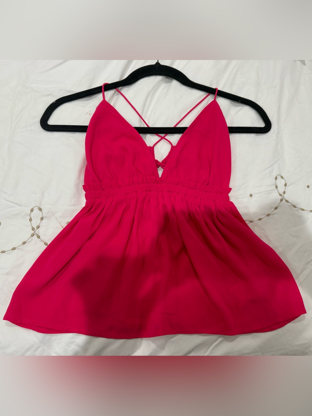 Express Woman's Bright Pink Strappy Summer Babydoll Tank Top XS